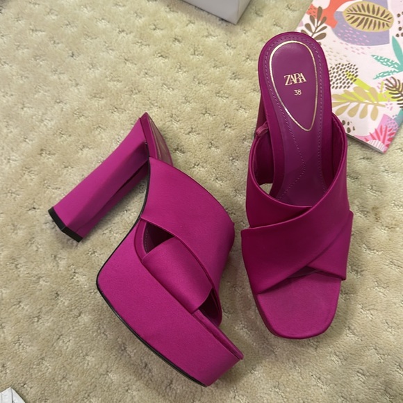 ZARA CHUNKY HIGH HEELED PLATFORM SANDALS - Picture 10 of 10